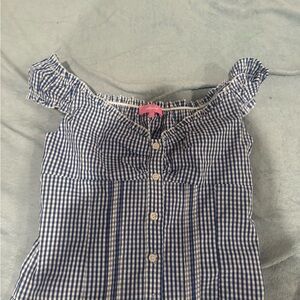 Edikted Blue and White Checkered Top